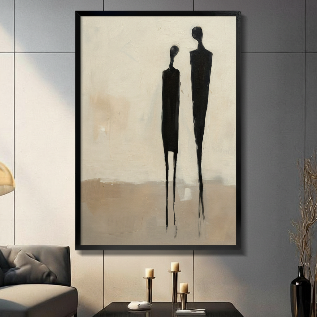 Abstract Couple Silhouette Minimalist Canvas Wall Art