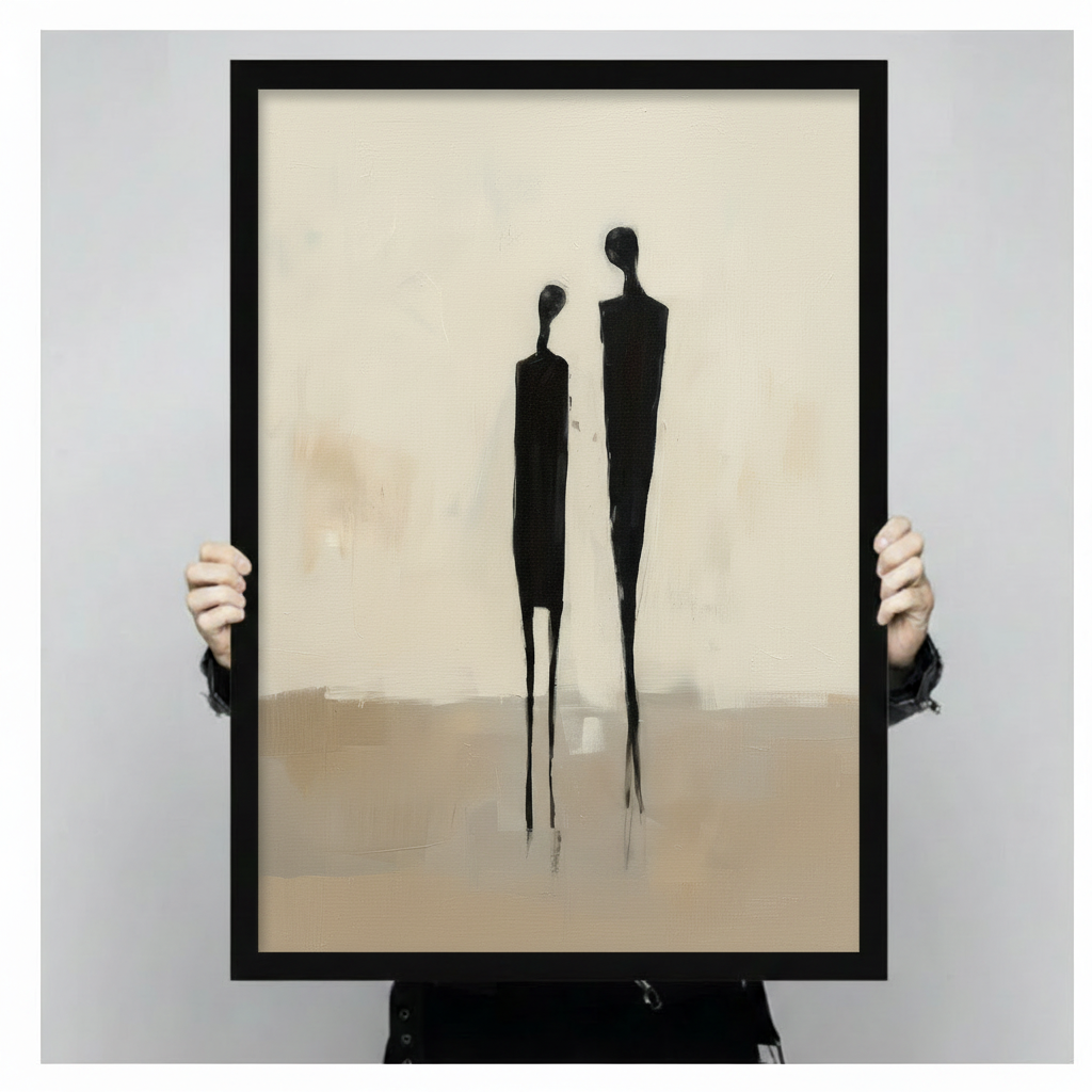 Abstract Couple Silhouette Minimalist Canvas Wall Art