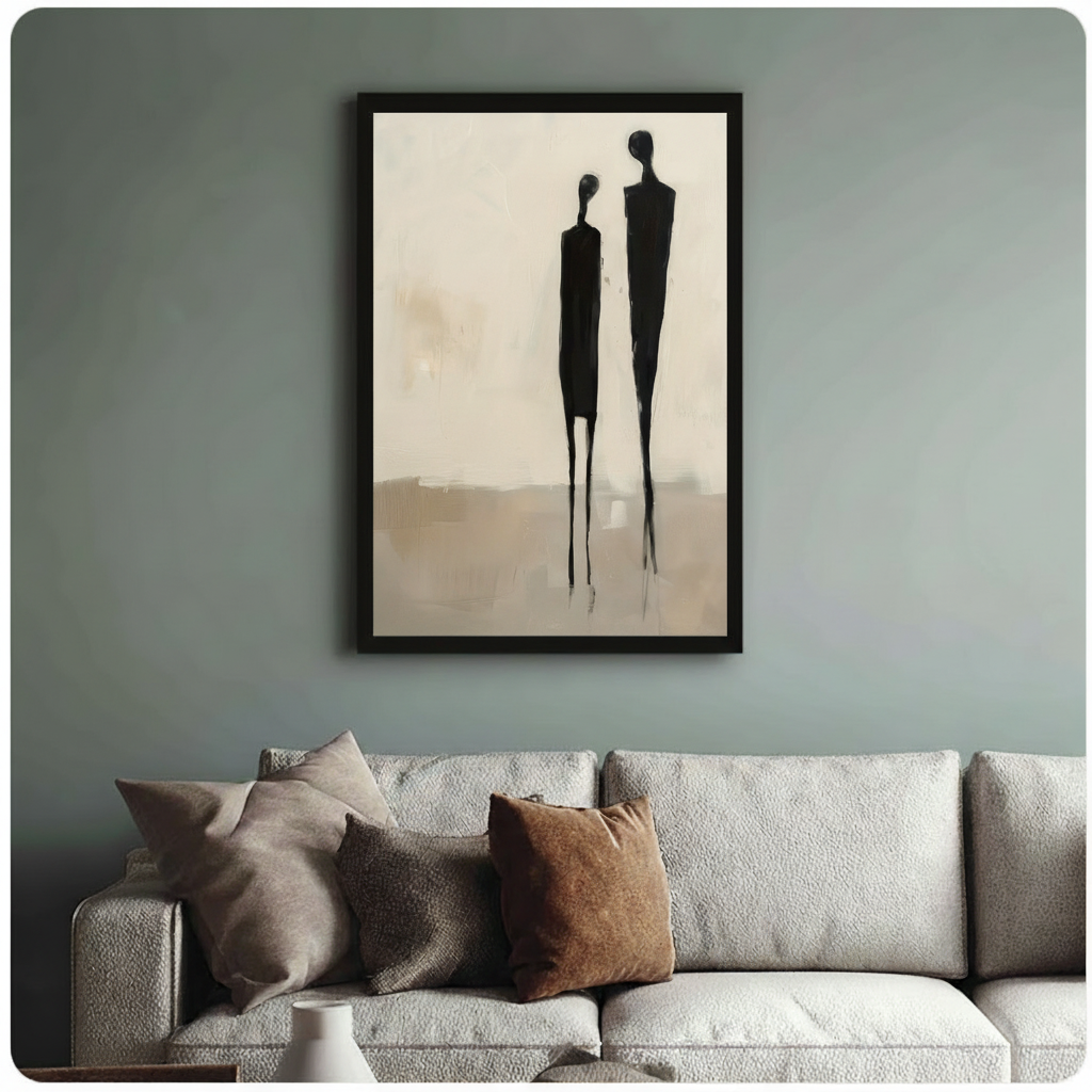 Abstract Couple Silhouette Minimalist Canvas Wall Art