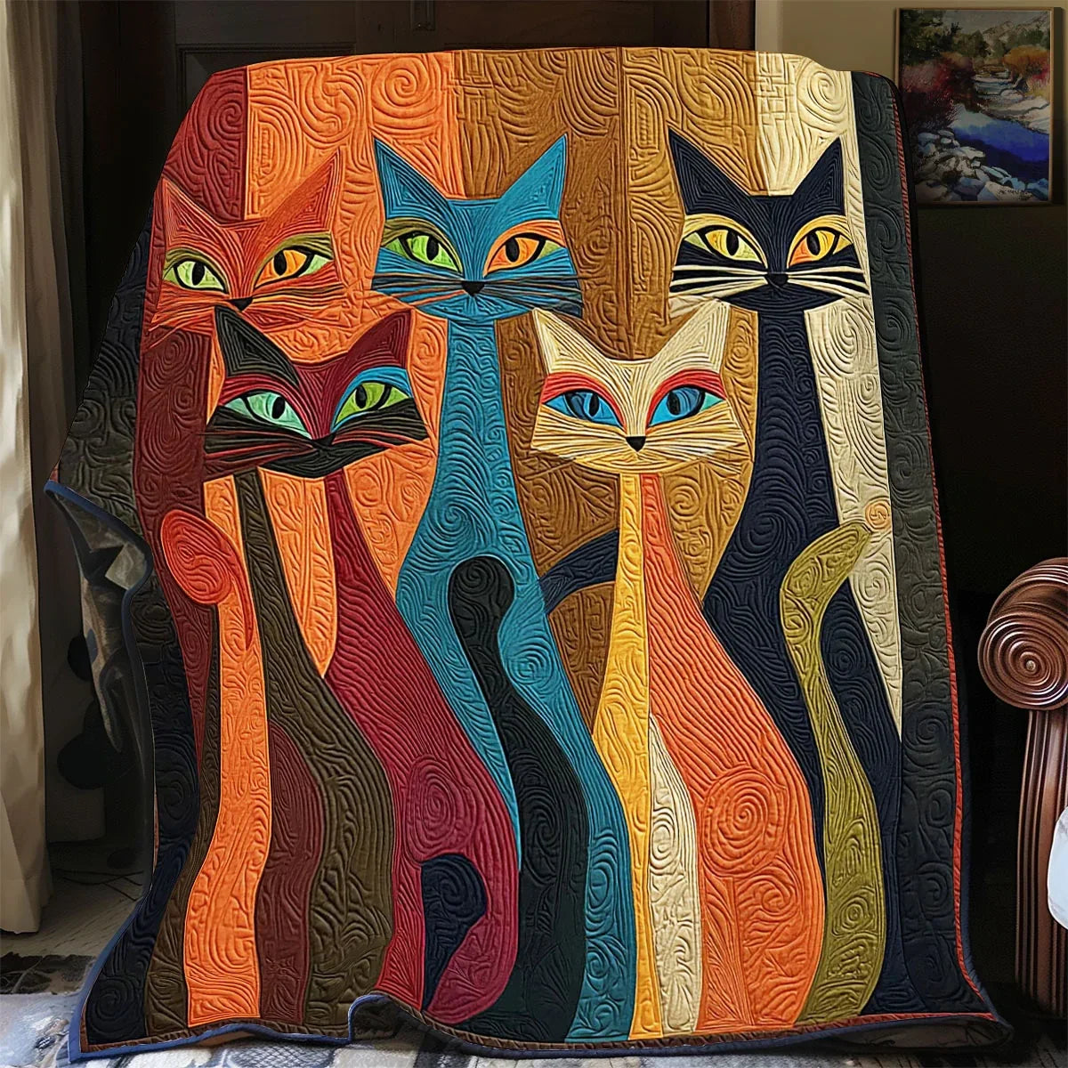 Abstract Feline Quilt Blanket