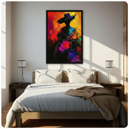 Abstract Colorful Figure Wide Brim Hat Canvas Art