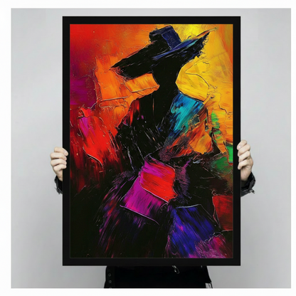 Abstract Colorful Figure Wide Brim Hat Canvas Art