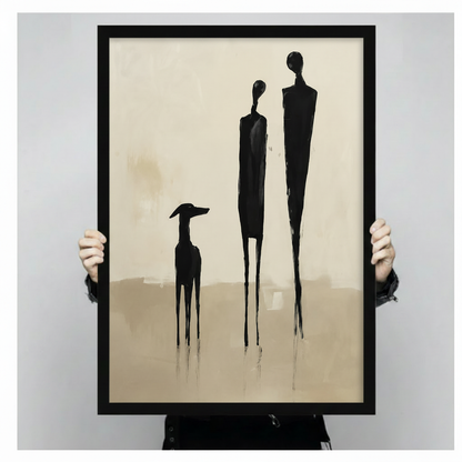 Abstract Figures & Greyhound Minimalist Canvas Art