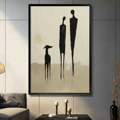 Abstract Figures & Greyhound Minimalist Canvas Art