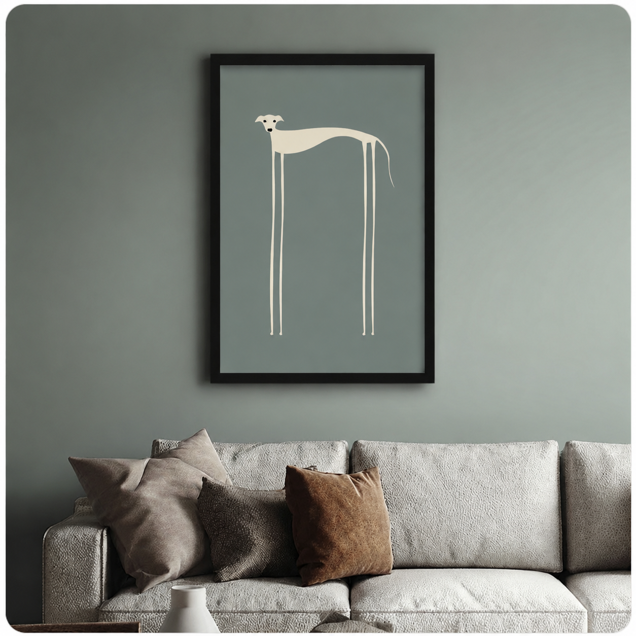Minimalist Greyhound Dog Framed Canvas Art Print