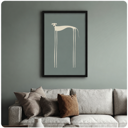 Minimalist Greyhound Dog Framed Canvas Art Print