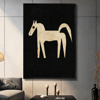 Minimalist Black Gold Horse Framed Canvas Art