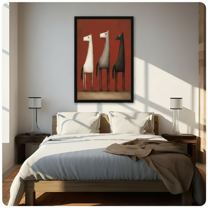 Abstract Three Horses Minimalist Canvas Art Print
