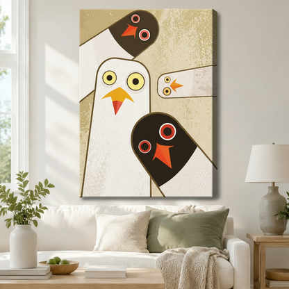 Geometric Birds Mid-Century Modern Canvas Wall Art