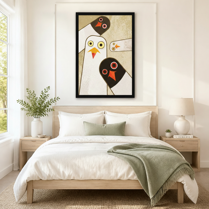 Geometric Birds Mid-Century Modern Canvas Wall Art