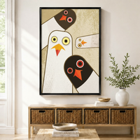 Geometric Birds Mid-Century Modern Canvas Wall Art