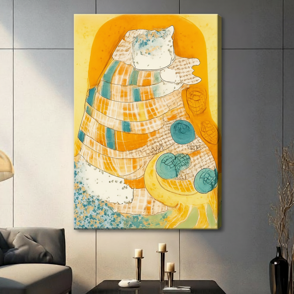 Abstract Shell Mixed Media Canvas Wall Art