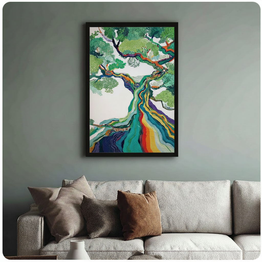 Rainbow Tree of Life Abstract Canvas Wall Art