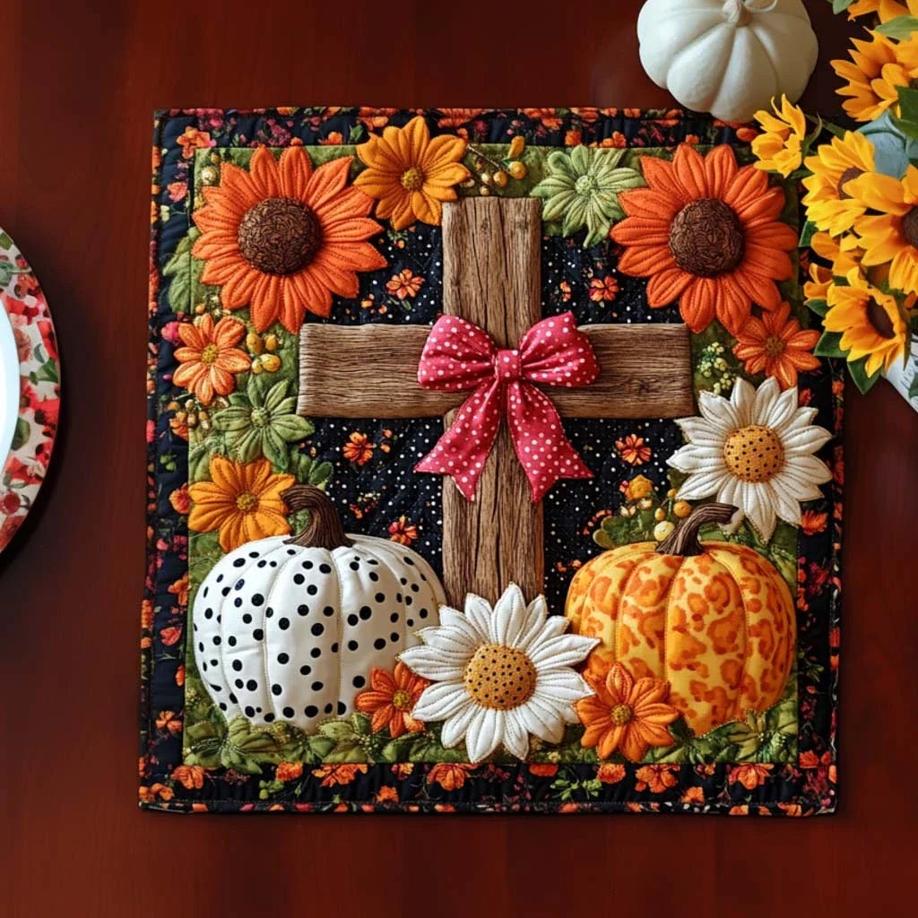 Abundant Cross Blessings Quilted Table Topper