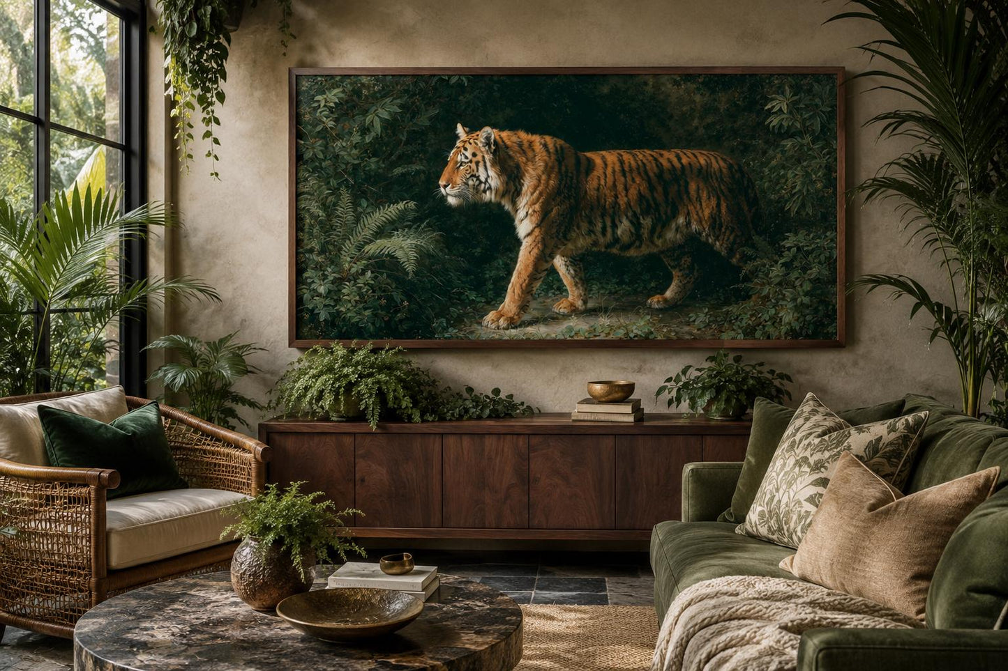 Bengal Tiger Canvas Print – Realistic Wildlife Wall Art for Living Room Decor