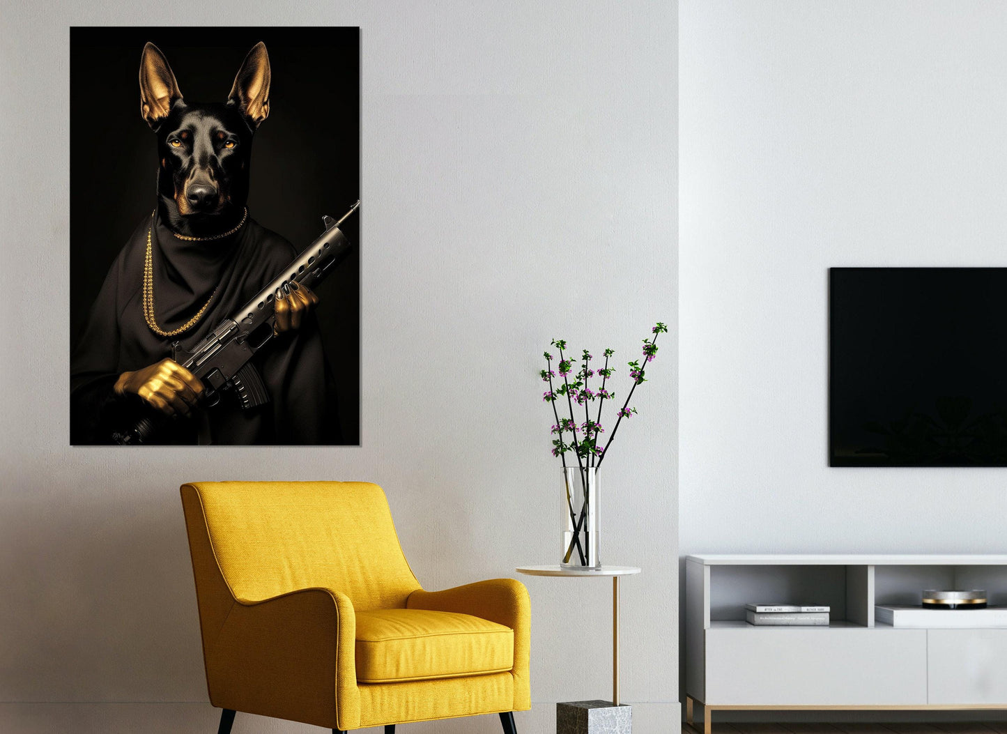 Doberman Canvas Print - Abstract Dog Art | Framed Cotton Canvas, Ready to Hang