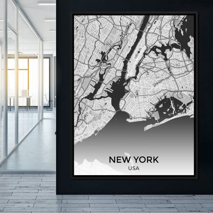 Map of New York City, USA Canvas Wall Art