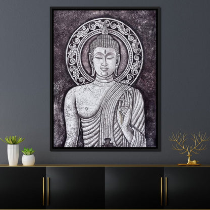 Grey Stone Buddha Canvas Wall Art