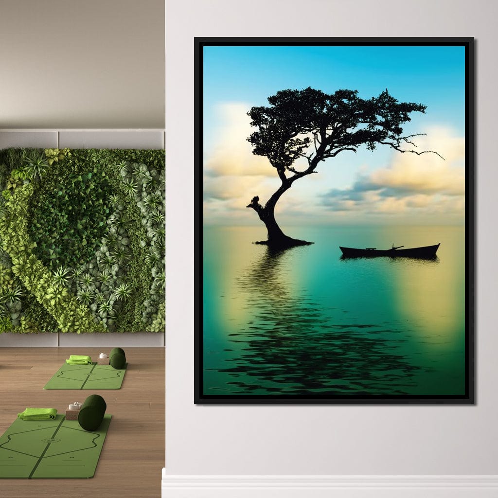 Cyan Tree Canvas Wall Art