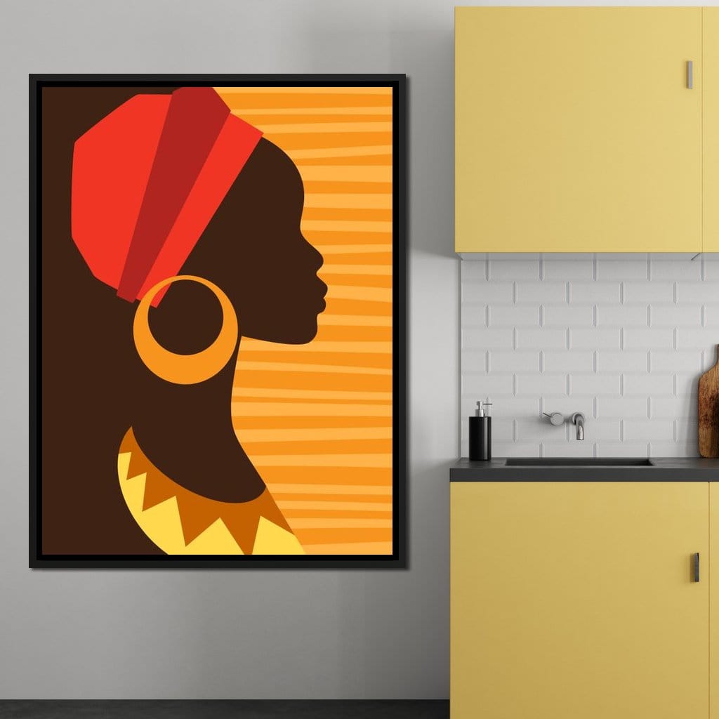 African Woman Profile Canvas Wall Art