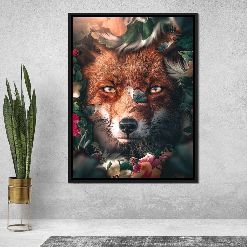 Floral Fox Canvas Wall Art
