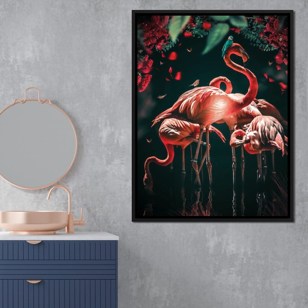 Glowing Flamingo Canvas Wall Art