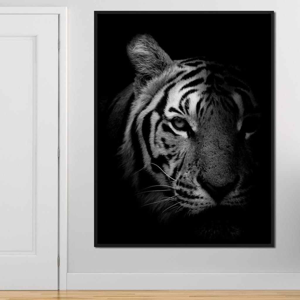 Black and White Fading Tiger Canvas Wall Art