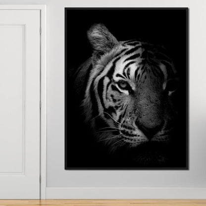 Black and White Fading Tiger Canvas Wall Art