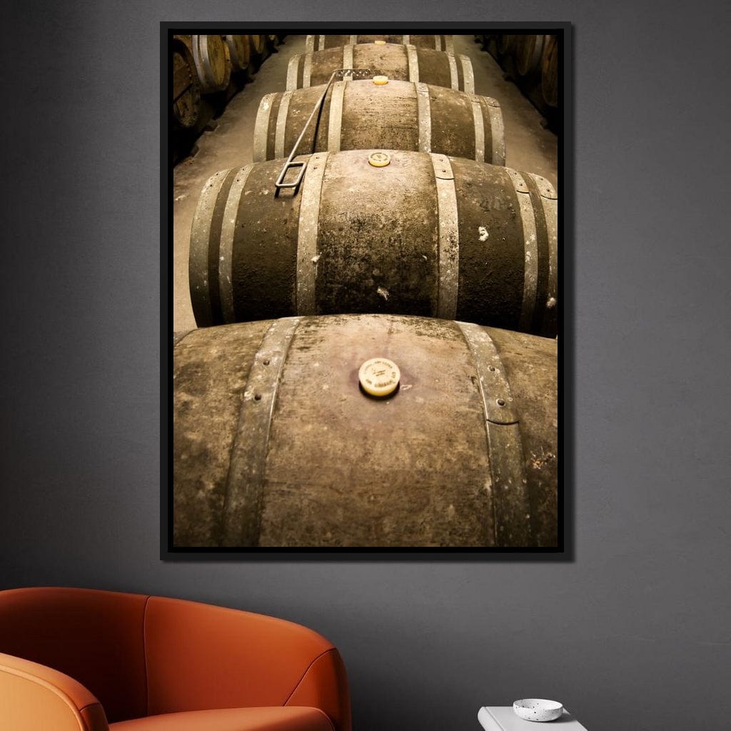 Rusted Wine Barrels Canvas Wall Art