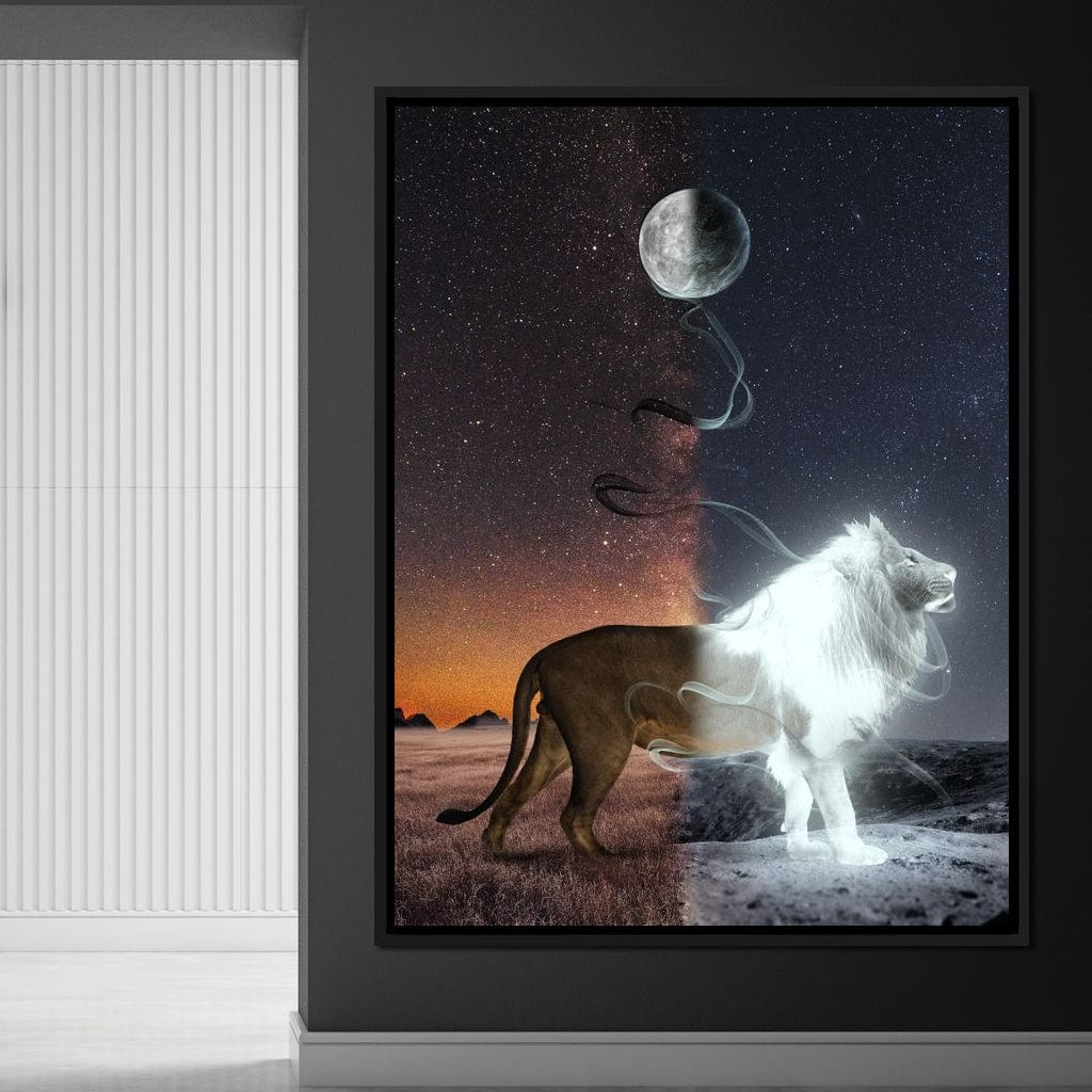 Lion Lune Canvas Wall Art