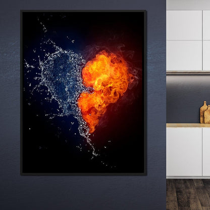 Fire and Water Love Canvas Wall Art