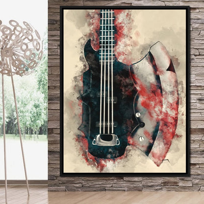 The Demon's Axe Bass Guitar Canvas Wall Art