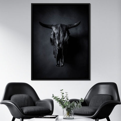 Black Bull Skull Canvas Wall Art