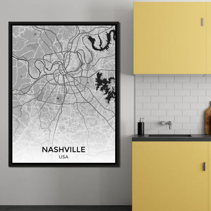 Map of Nashville, USA Canvas Wall Art