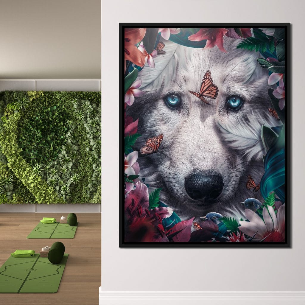 Floral Wolf Canvas Wall Art