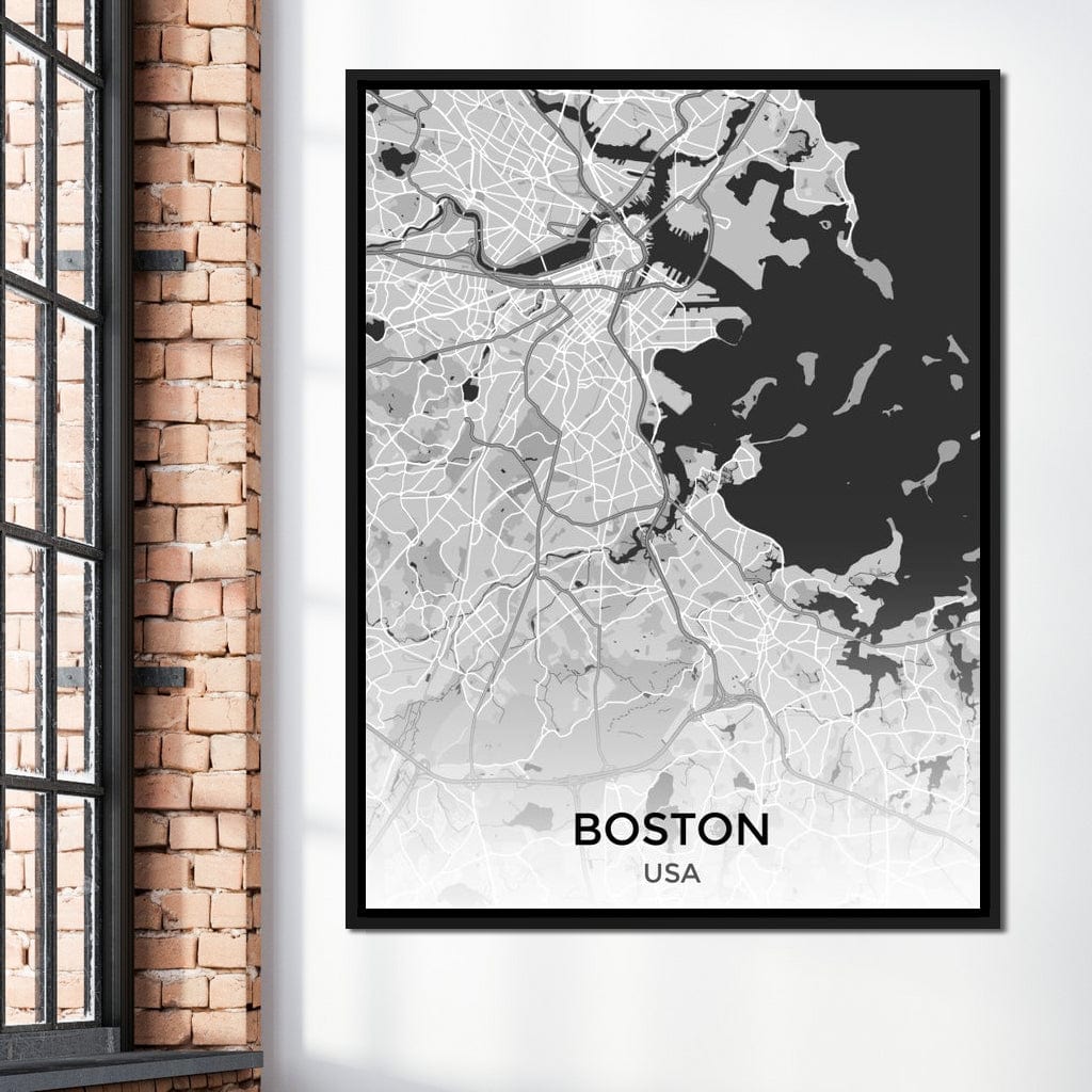 Map of Boston, USA Canvas Wall Art
