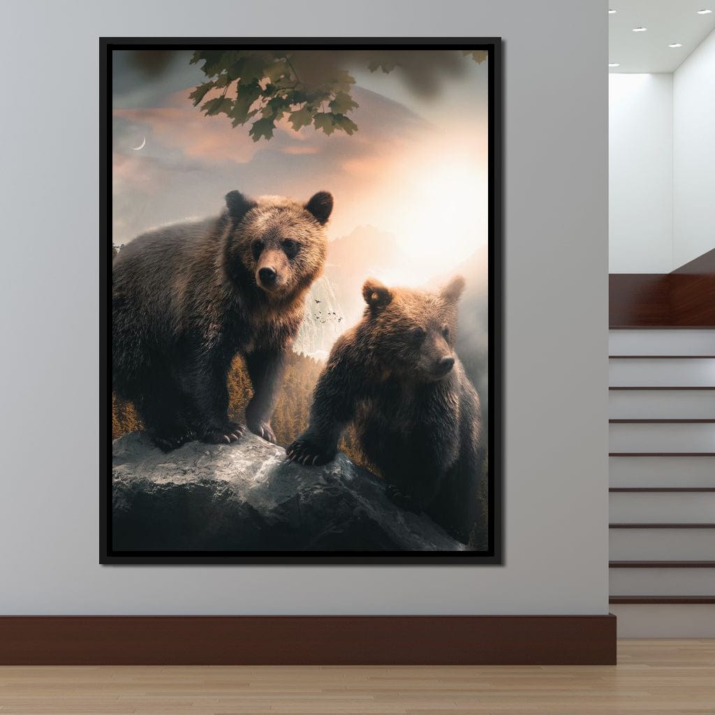 Sunset Bears Canvas Wall Art