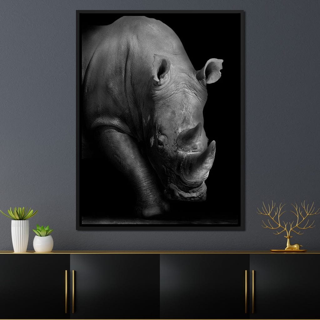 Black and White Rhino Canvas Wall Art
