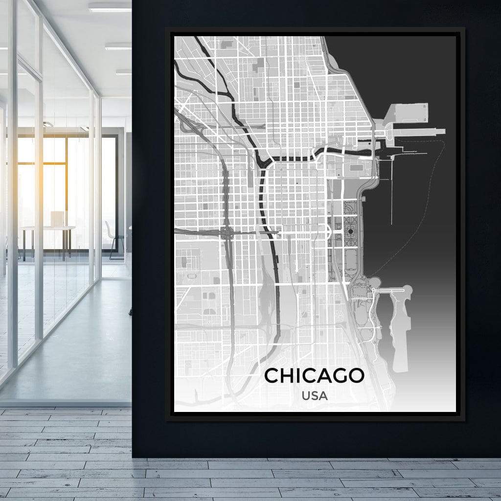Map of Chicago, USA Canvas Wall Art