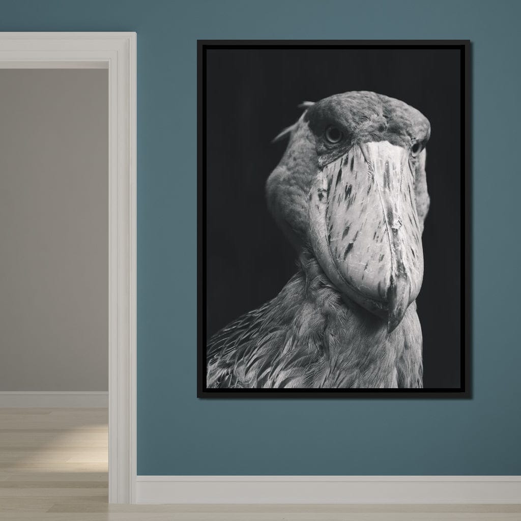 Black and White Shoebill Stork Canvas Wall Art