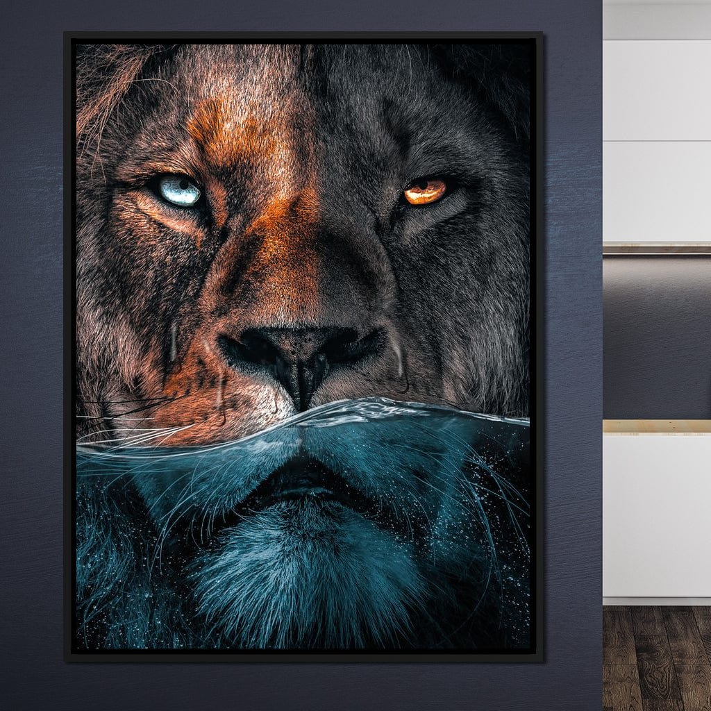 Diving Lion Canvas Wall Art