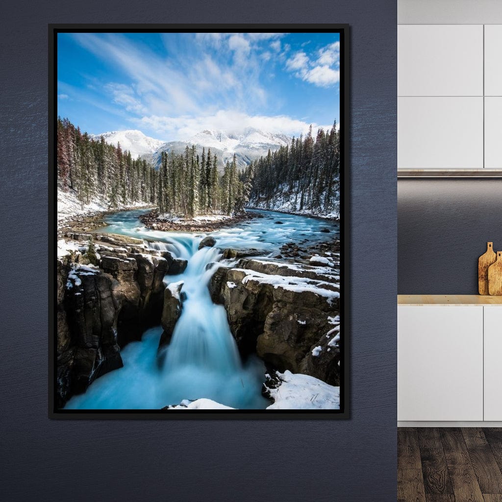 Snowy Sunwapta Falls Canvas Wall Art