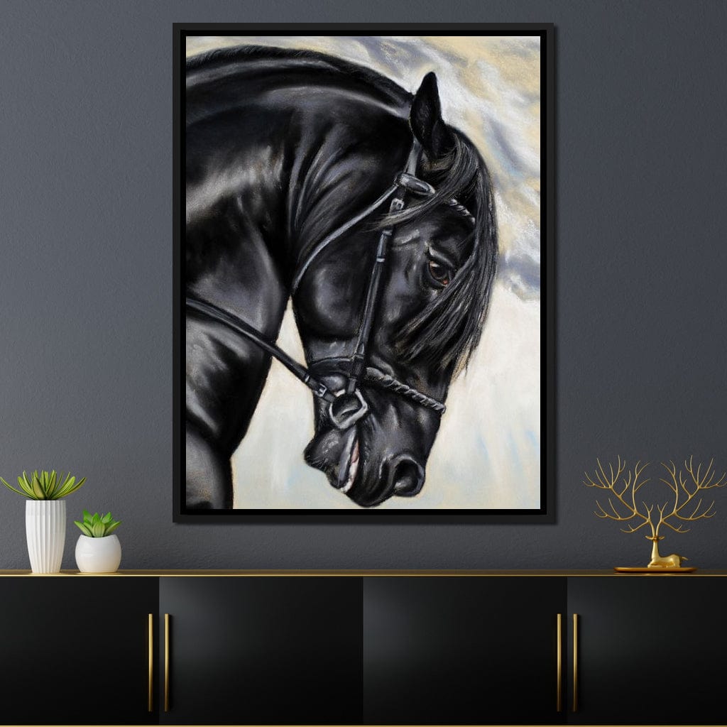 Black Friesian Horse Canvas Wall Art