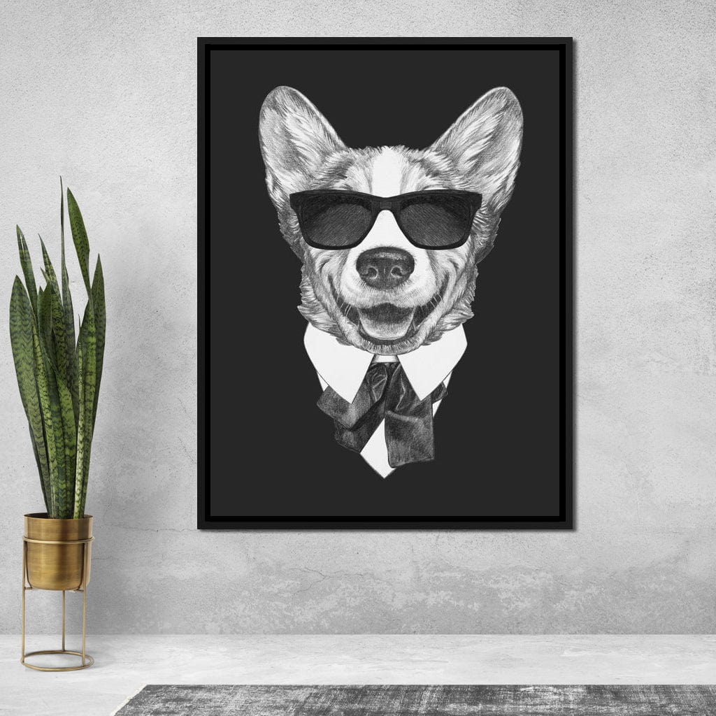 Dressed Up Corgi Canvas Wall Art