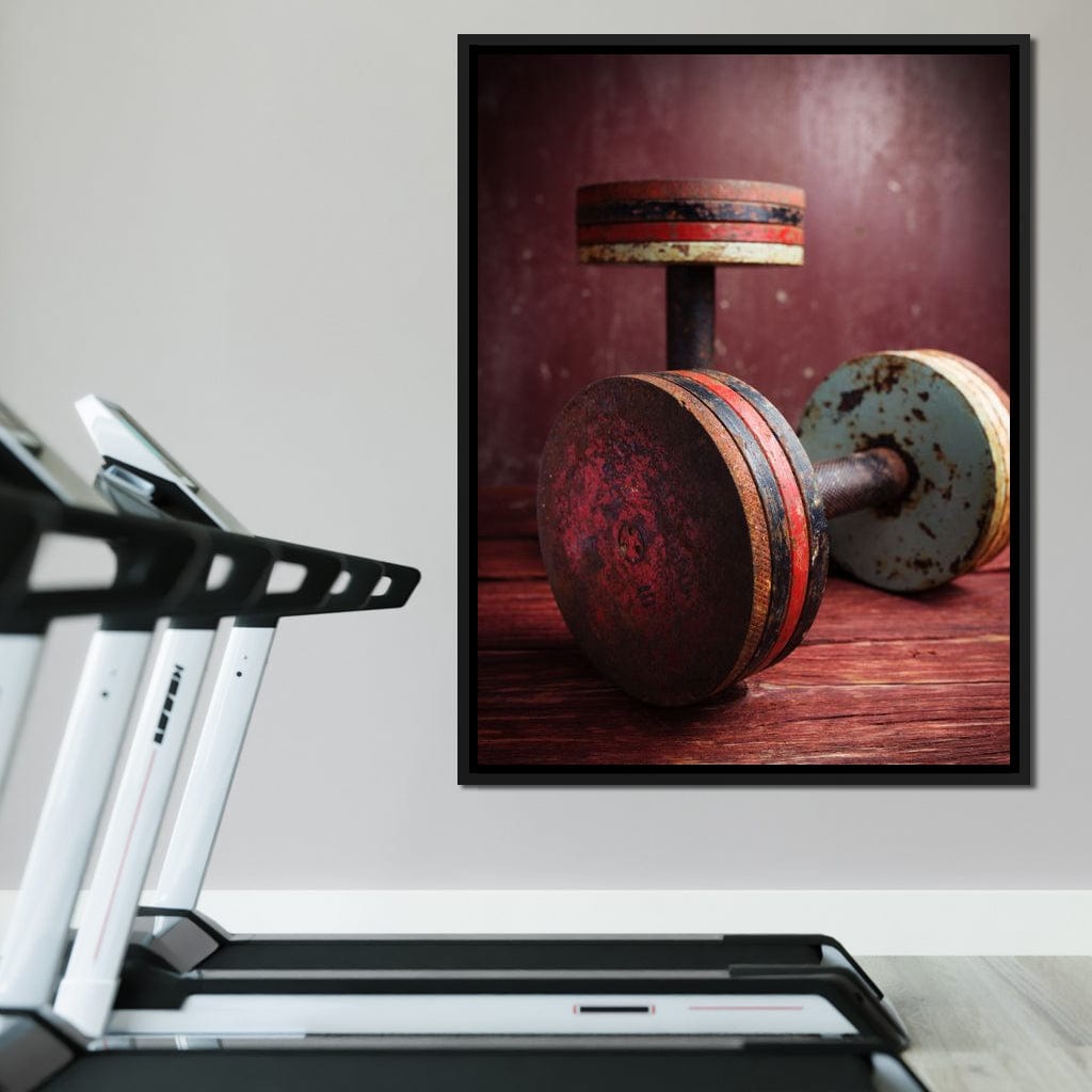 Rusty Dumbbells Canvas Wall Art