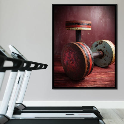 Rusty Dumbbells Canvas Wall Art
