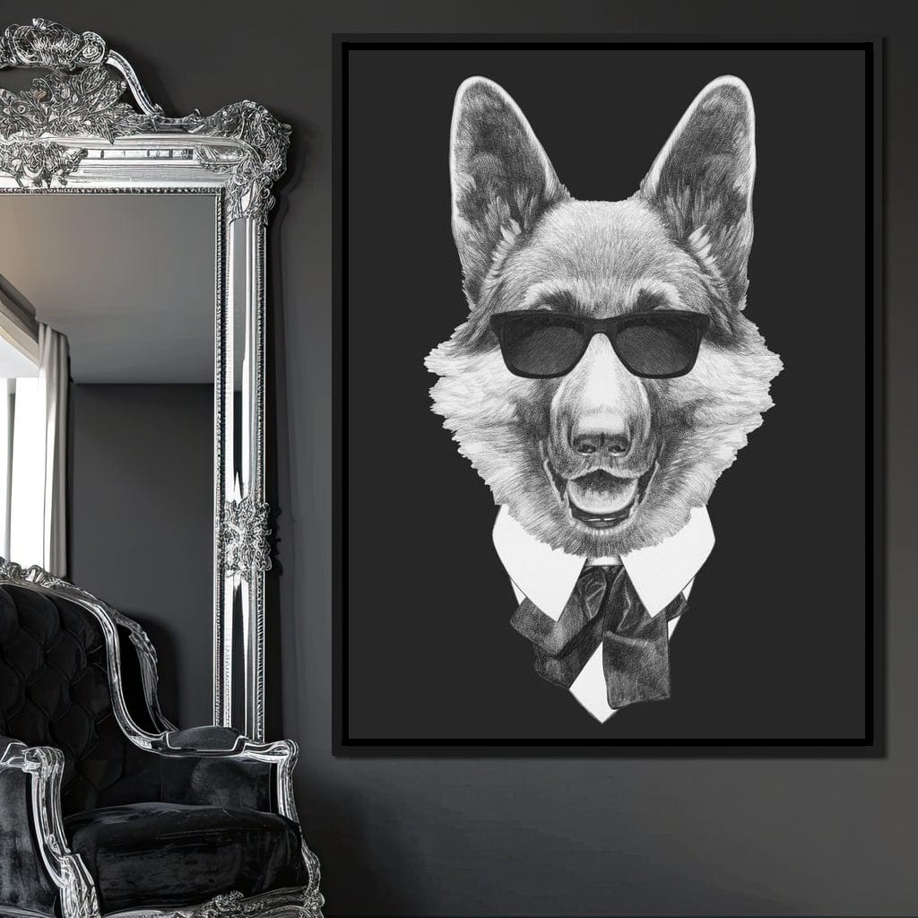Dressed Up German Shepherd Canvas Wall Art