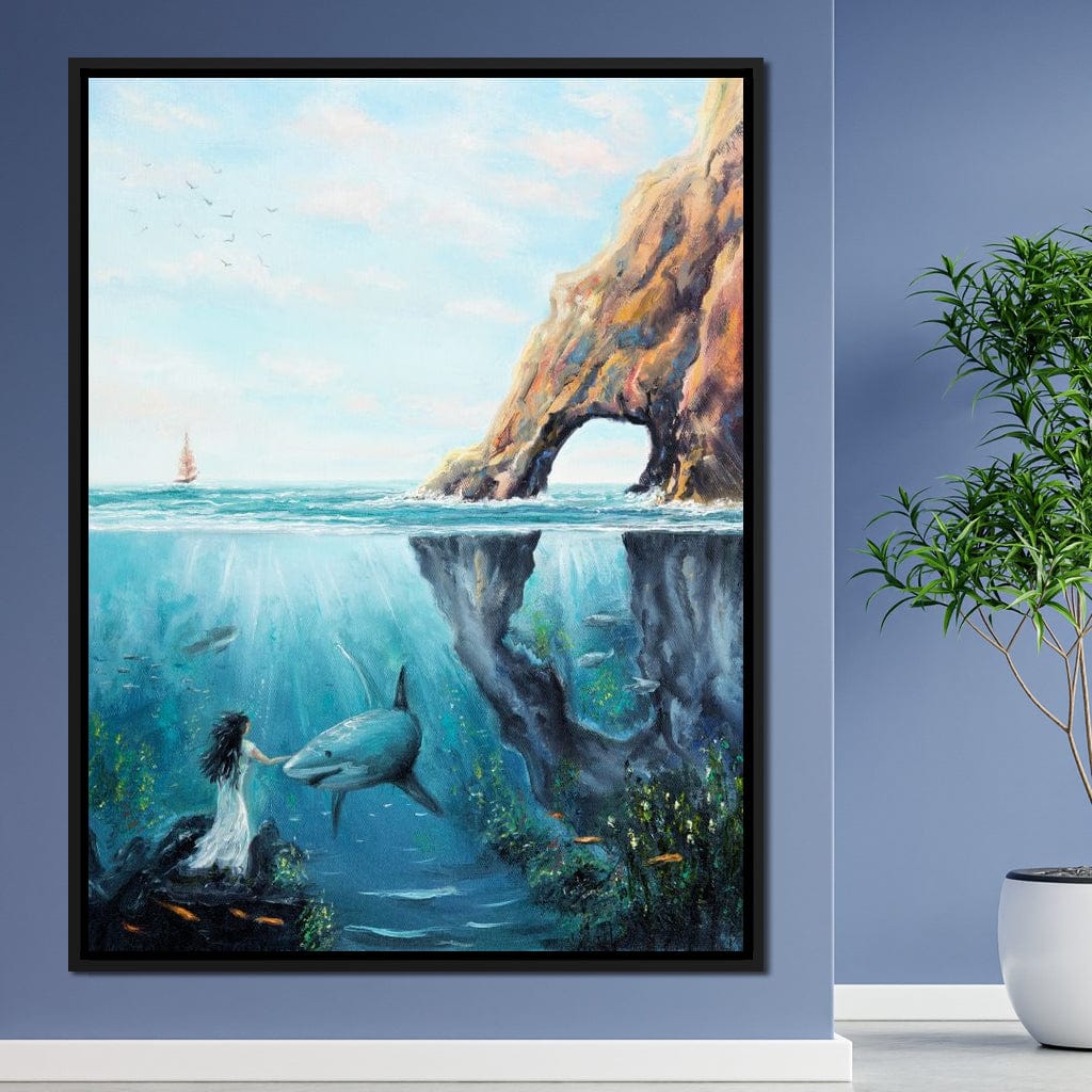 Swimming with the Shark Canvas Wall Art