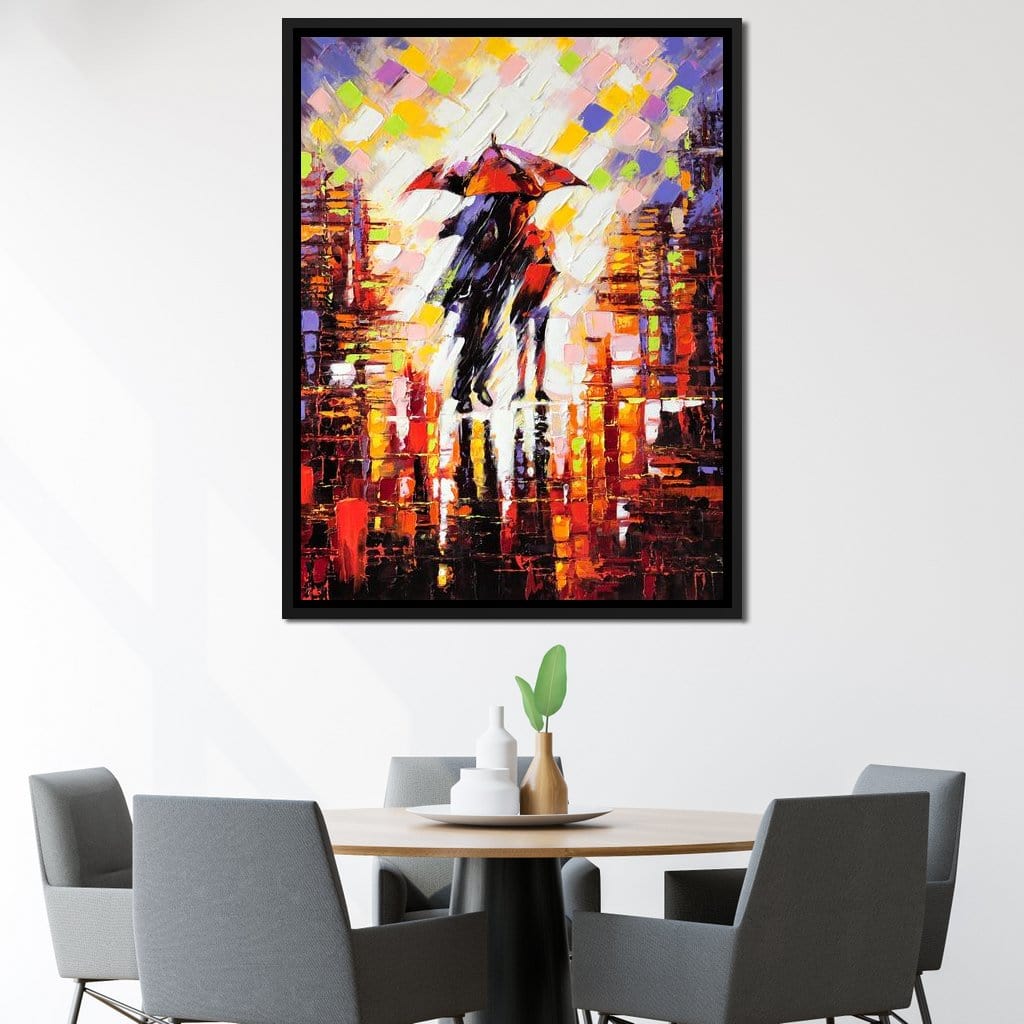 Enamoured Under The Umbrella Canvas Wall Art