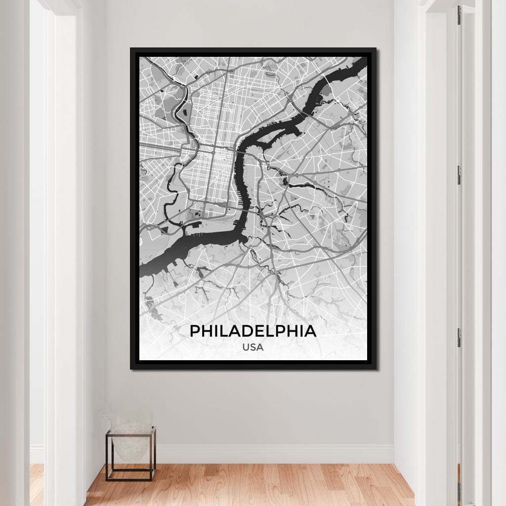 Map of Philadelphia, USA Canvas Wall Art